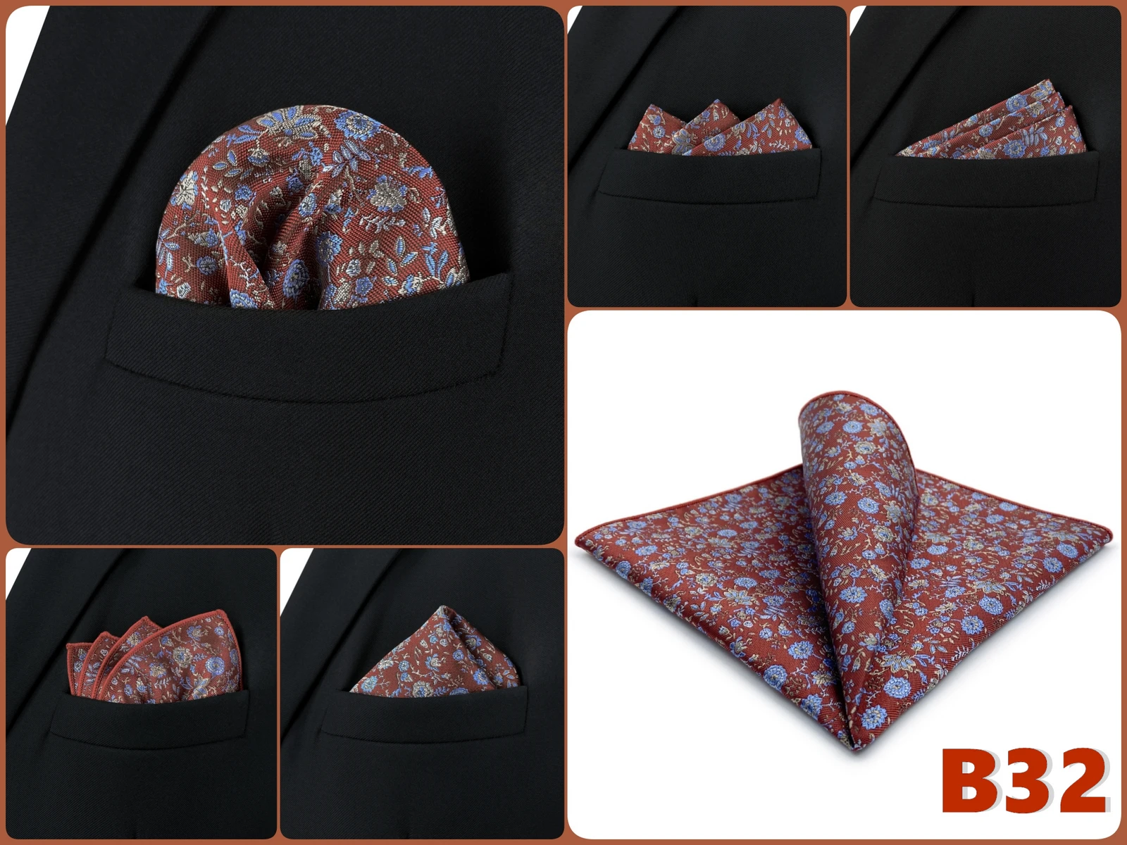Luxury Mens Pocket Square Handkerchief Multiple Designs Classic Suit Hanky Large Striped Gentlemen Wedding Party Gift for Men