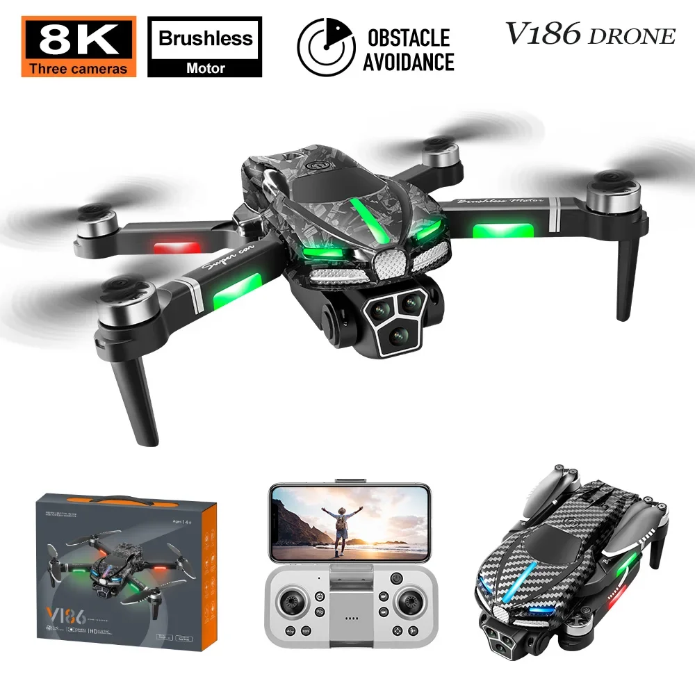 

new V186 professional drone 8K high-definition dual camera brushless obstacle avoidance drone 5G wifi RC