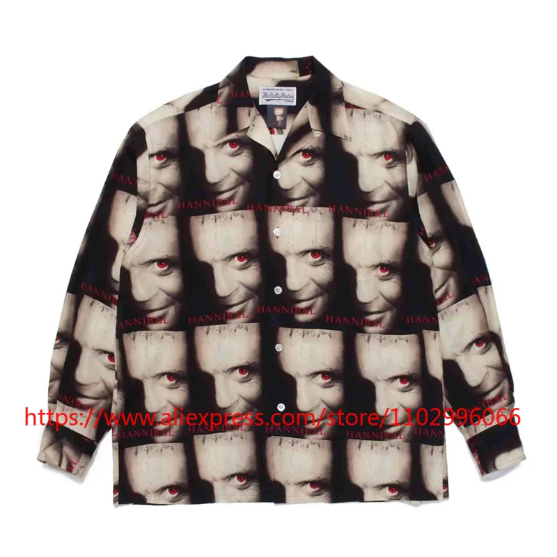 High-quality Men's Shirt Classic Graffiti Pattern Print Summer Style Hawaiian Theme Wacko Long-sleeved Shirt