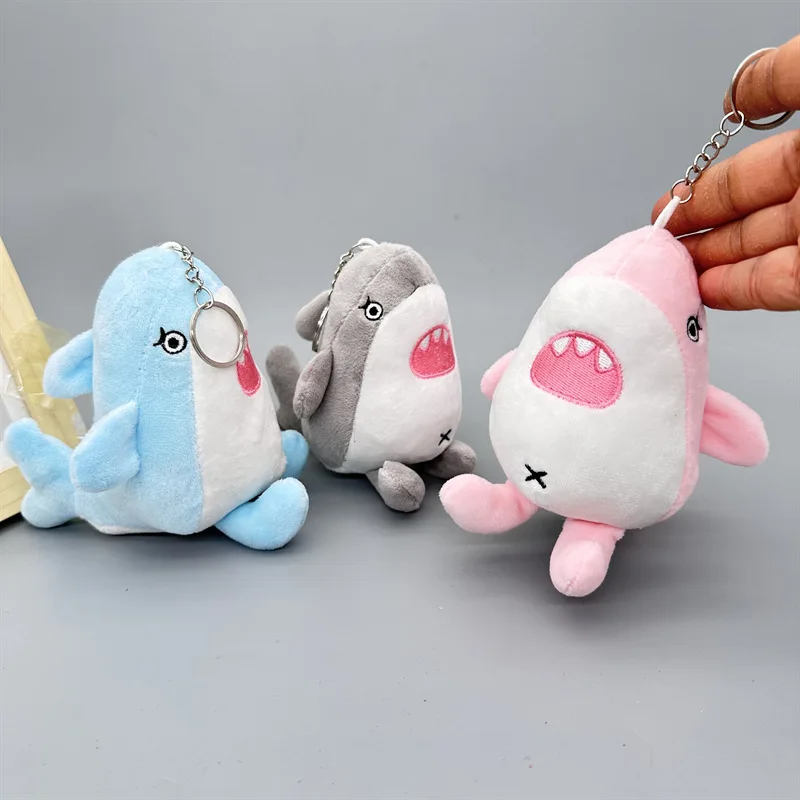 Simpatico squalo peluche farcito portachiavi giocattoli animali squalo bambole portachiavi regali peculici squalo portachiavi ciondolo borsa accessori giocattoli per bambini