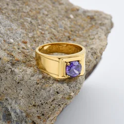 1pc Best Gift for Men's 8mm Zircon High Quality Multiple Colors Gem Styles Stainless Steel Rings