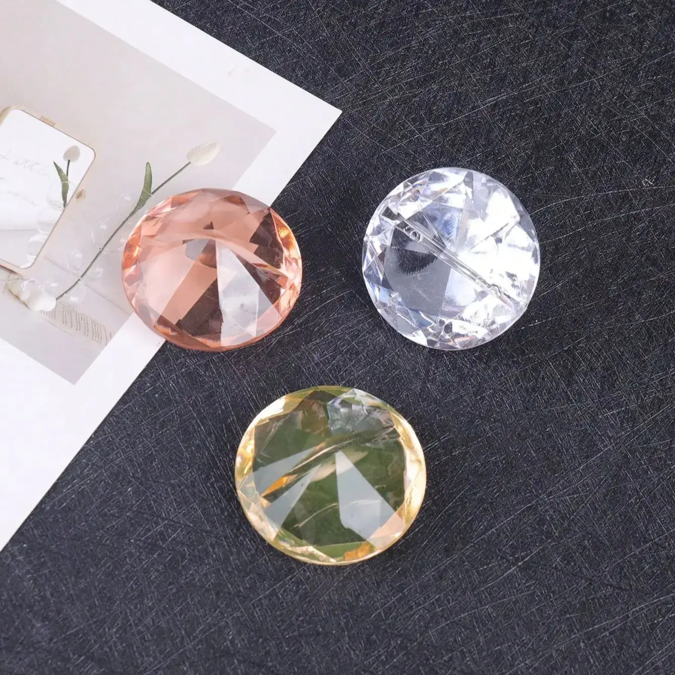 1PC Round Crystal Diamond Memo Clip, Suitable for Banquet Place Cards, Photo Clips, Desk Decoration Accessories