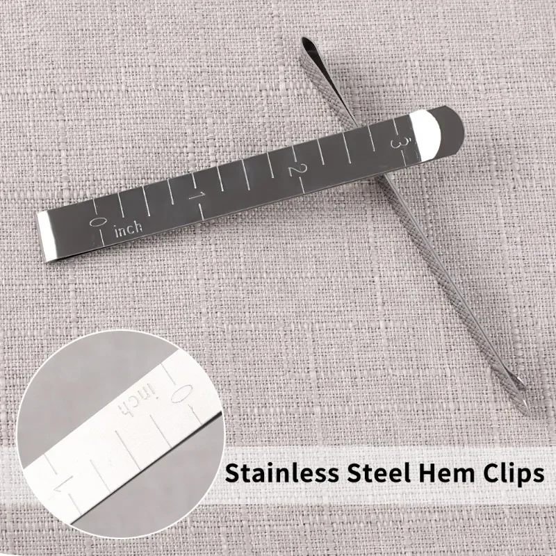 10/1PCS Metal Sewing Clips Stainless Steel Hemming Ruler  3 Inches Clip for Fabric Measuring Quilting DIY Sewing Accessories