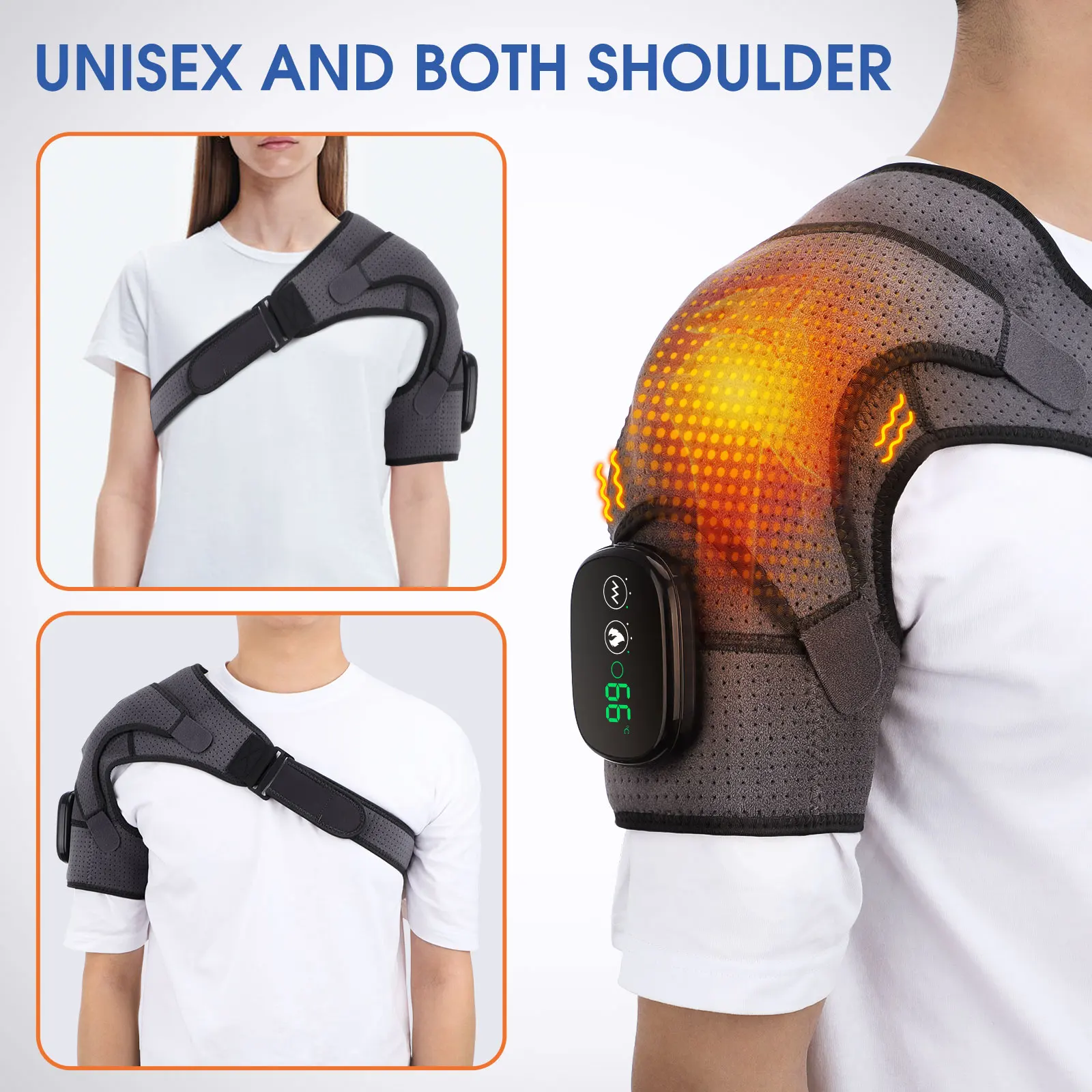 Electric Heated Shoulder Wrap With Massage 2 In 1 Vibration Heating Shoulder Massager Belt For Neck Back Body Arthritis Relief