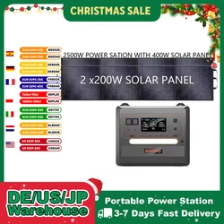 Suministros de Camping 2400W 2500W Estación de energía portátil Luz LED Banco de energía solar de emergencia 220V 2160WH 2304WH Panel solar opcional