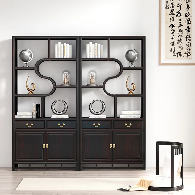 New Chinese Bogu Frame Zen Duobao Pavilion Solid Wood Display Cabinet Shelf