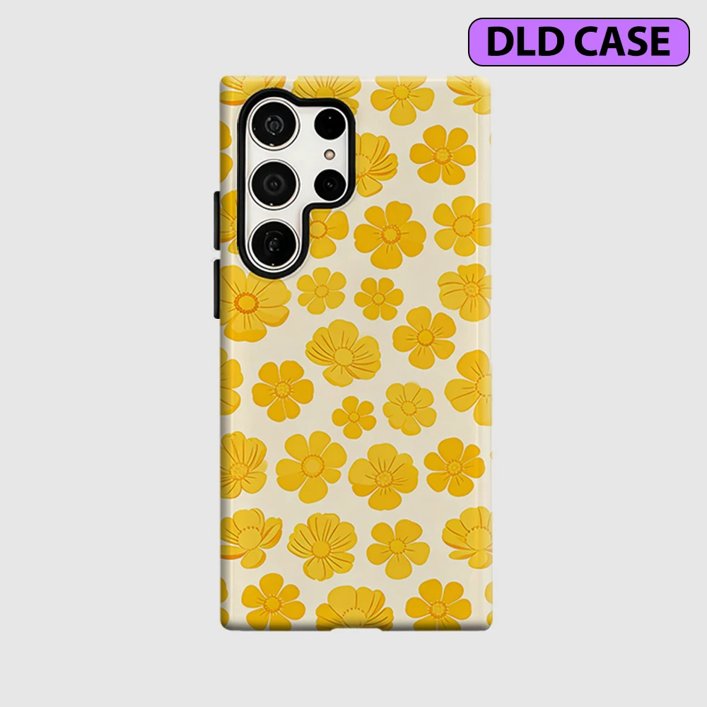 Buttercup Pattern Phone Case for Samsung Galaxy S26 S25 Ultra S24 S23 Ultra Plus Shockproof Double Layer Tough Back Cover