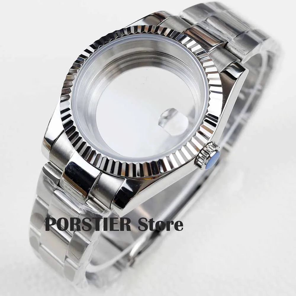 

36MM/39MM NH35 Sapphire Crystal Water Resistanst Polish Watch Case For Datejust NH35 NH36 Movement 28.5mm Dial Oyster Bracelet