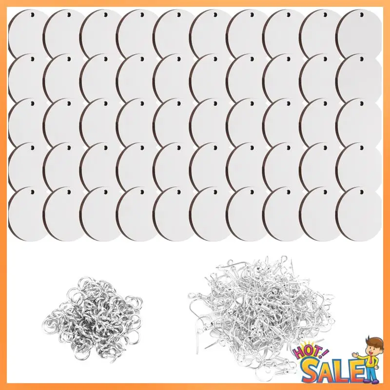 

AB68 50Pcs Round Sublimation Blank Earrings With Earring Hooks And Jump Rings Unfinished Heat Transfer Earrings