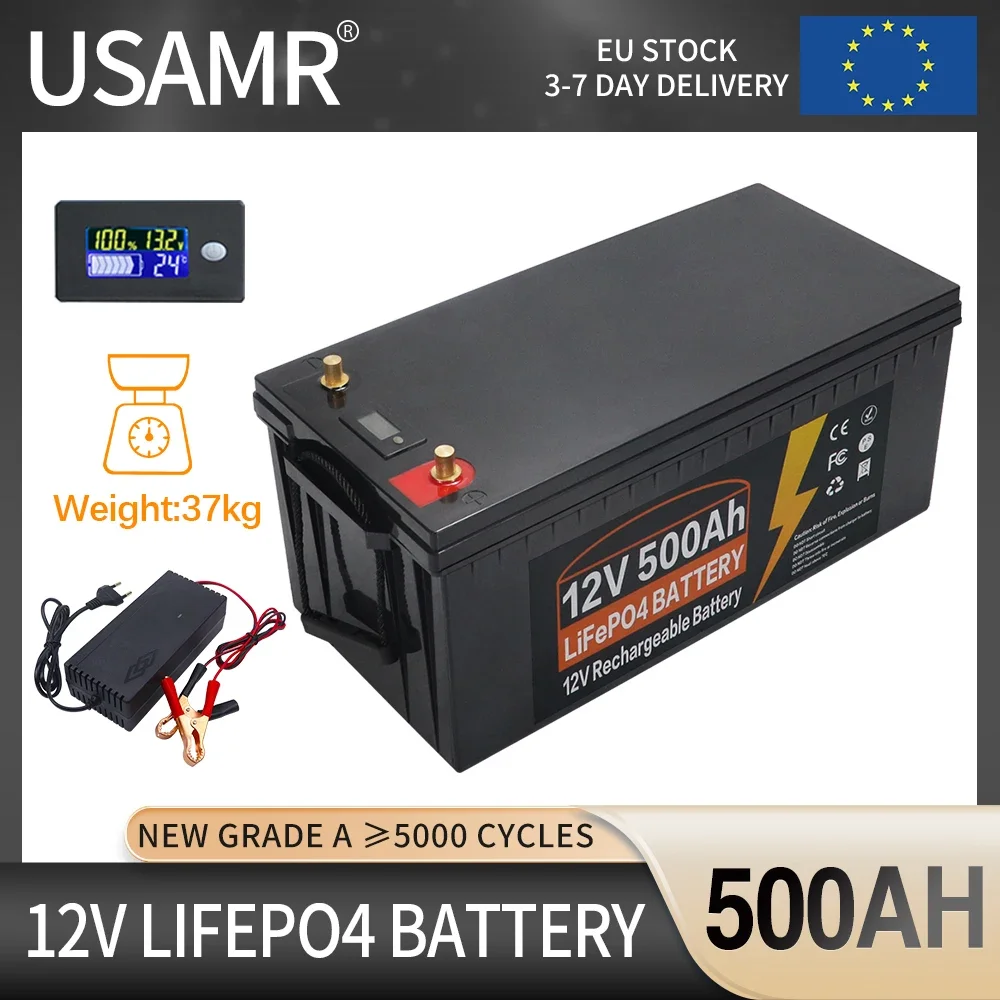 12V 24V LiFePO4 Battery 300Ah 200Ah 120Ah 60AH Built-in BMS Lithium Iron Phosphate Cell 5000 Cycles For Golf Cart Solar Tax Free