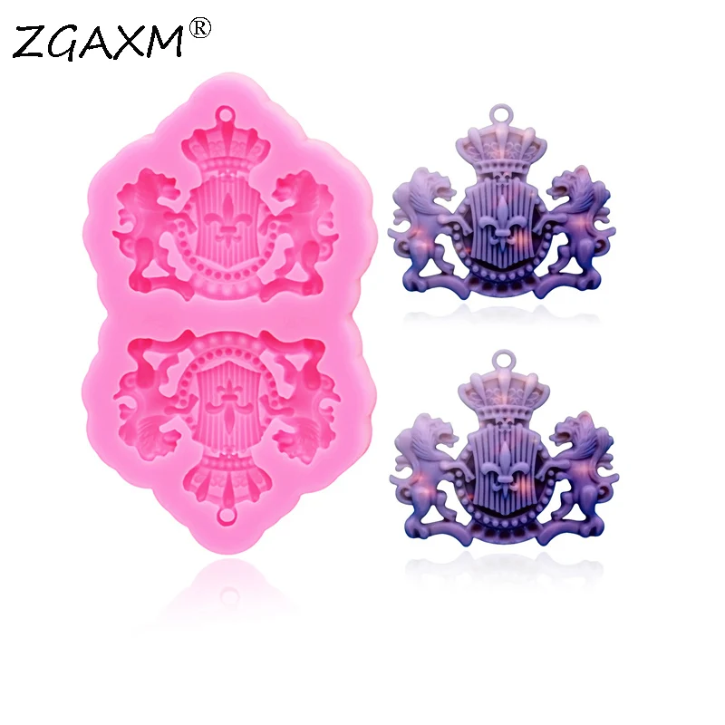 LM-Molde de resina epoxi para manualidades, molde de silicona para joyería, arcilla polimérica, fondant, Chocolate, llavero, corona, hijo León, 1136
