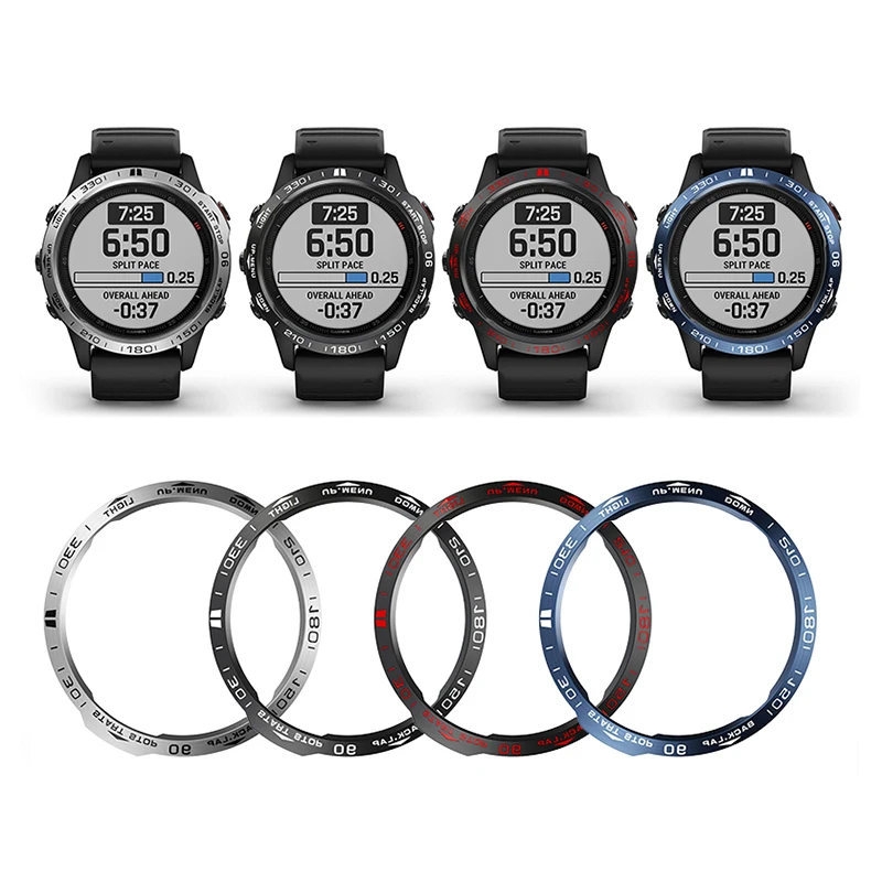 AKGLEADER Steel Bezel Rings  For Garmin Fenix7 7X 6 6XPro 6X Sapphire/5 Plus Adhesive Anti Scratch Metal Cover Protective Watch