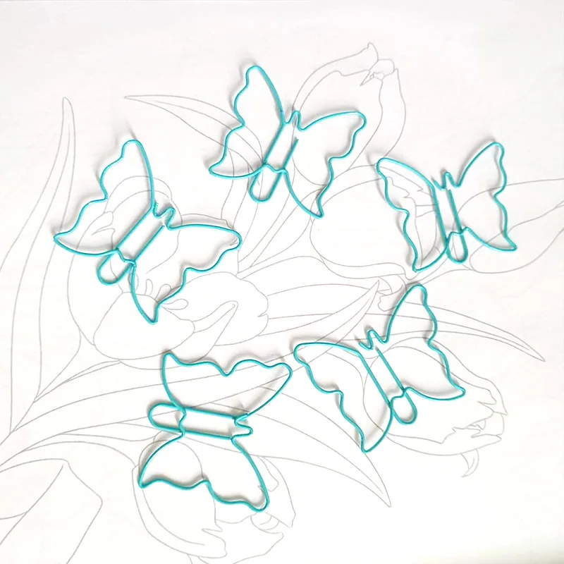 10pcs/set Ins Style Blue Butterfly Cartoon Paper Clips New Creative Shape Multi-purpose Bookmark Clips Office School Supplies