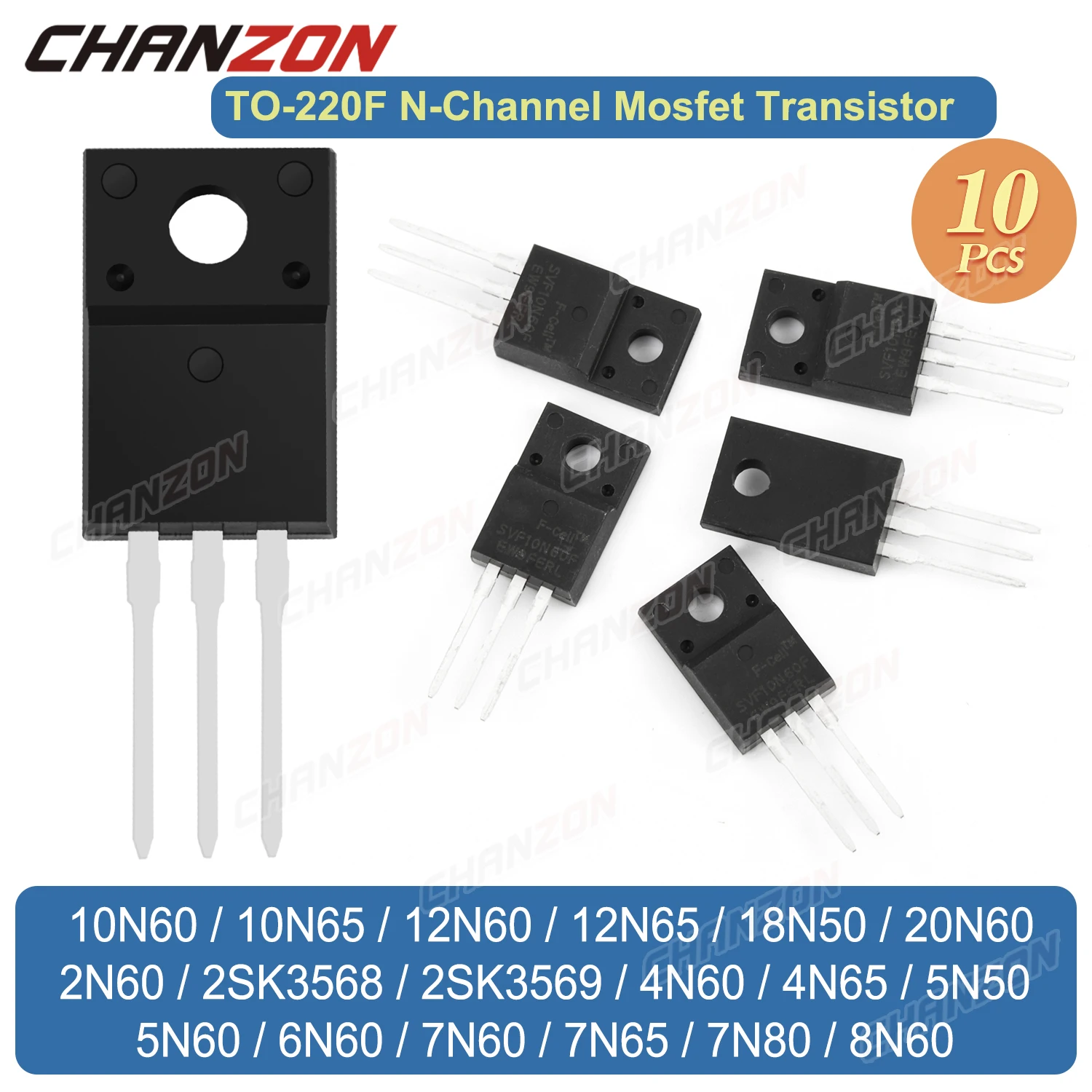 

10Pcs TO-220F 20N60 6N60 7N65 4N60 10N60 2N60 8N60 12N60 18N50 7N60 5N60 4N65 12N65 10N65 5N50 N-Channel Mosfet 600V Transistor