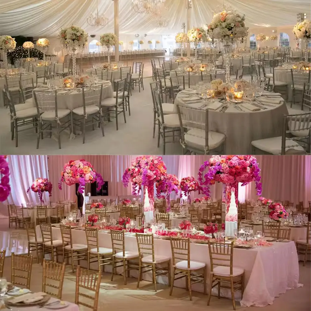 wedding chair steel wholesale stainless steel tiffany stackable event furniture chiavari chair with cushions