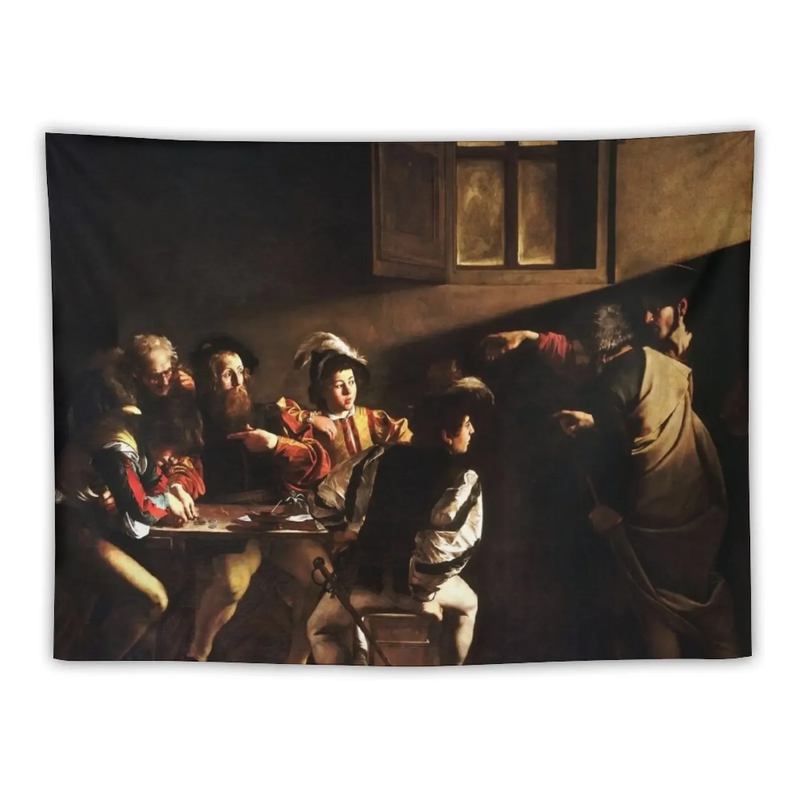 

The Calling of St Matthew by Caravaggio (1600) Tapestry Decoration For Bedroom Outdoor Decor Funny Tapestry