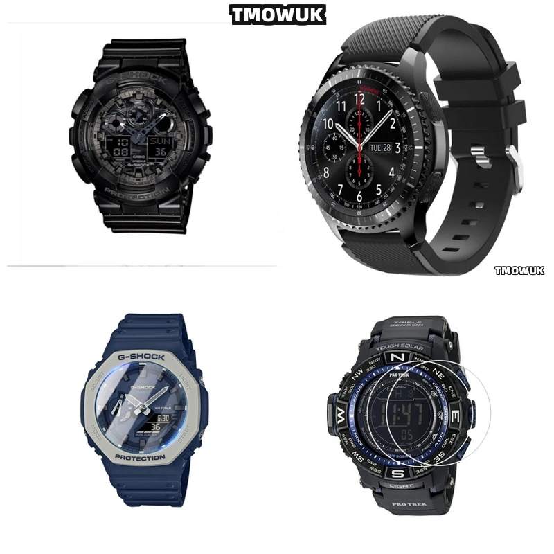 

For Casio GA100 6100 TR770 Pro-Trek EFR 303 GA-2200 GA-2100 GST-W300 - Tempered Glass - 9H Scratch Resistant - HD Clear Watch Pr