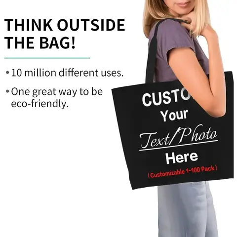 Anpassad personlig tygväska Designa din egen handväska Dam Casual Axelväska Stora shoppingväskor för arbete Resor Strand 10 best sales specialdesignad strandväska - №8