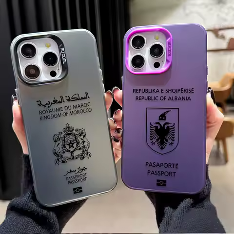 Morocco Passport Style Plating Phone Case for Samsung Galaxy S24 S23 S25 Ultra S22 S21 Plus FE A56 A36 A26 5G A16 A06 4G Note 20