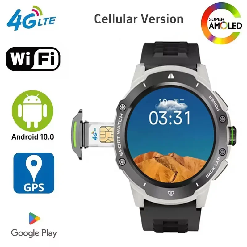 

Мужские умные часы с памятью 8 ГБ + 128 ГБ, умные часы 4G с камерой, GPS, WIFI, 1,43-дюймовый трекер сердечного ритма Amoled, шаги, Android