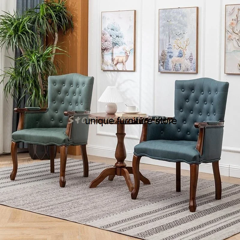 American solid wood study chair single armrest leisure negotiation chair hotel coffee shop tiger chair computer desk chair