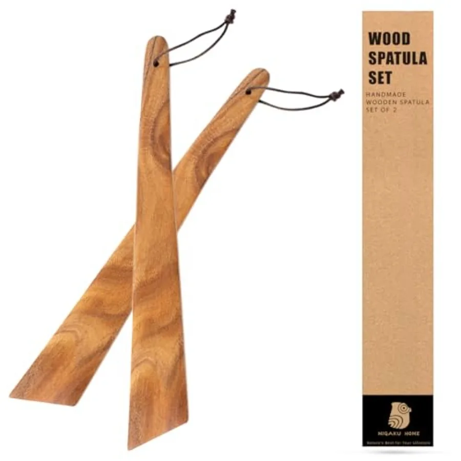 

12″ Acacia Wooden Spatula 2pcs Wooden Cng Utensils Set for Flipping Scraping Serving Egg Bowl Scraper Spurtle Spatula