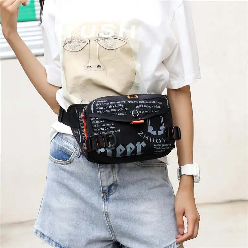 Lettered Printing Waterproof Tooling Street Leisure Messenger Fashion Buckle Multifunctional Shoulder Waist Bag Backpack