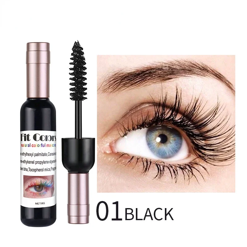 Wine Bottle 4D Silk Fiber Eyelash Mascara Waterproof Fast Dry Eyelashes Curls Extension Makeup Eyelashes Waterproof Blue Ink