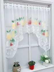 Colorful Fruit Spray Lace Short Curtain Kitchen Living Room Bedroom Window Decoration Short Curtain, Holiday Party Decoration