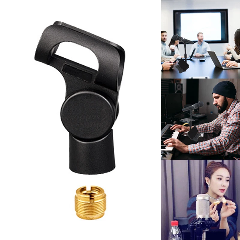(.) Universal Microphone Clamp Accessories Clip Holder For Microphone Stand Suspension Arm Adjustable With Plastic Adapter