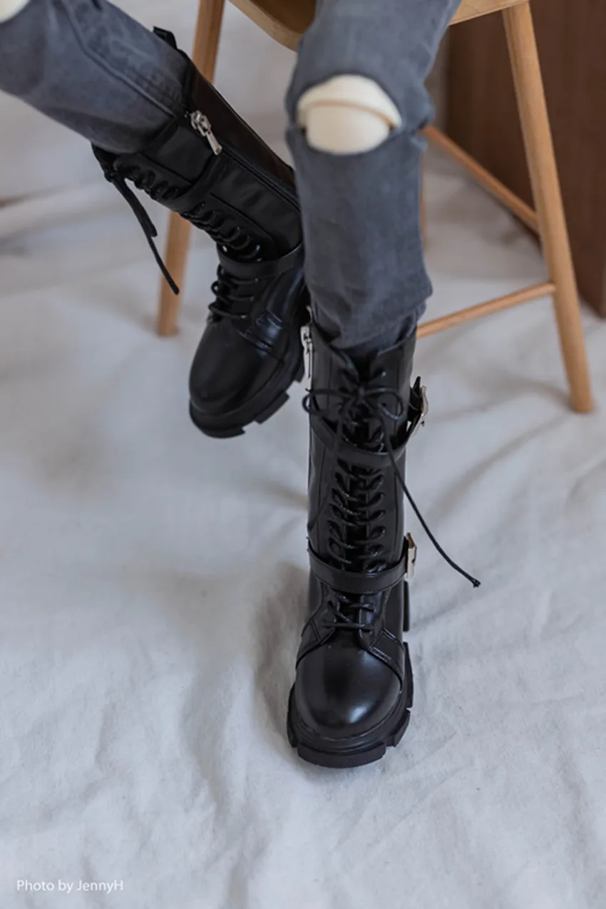 

BJD Doll shoes Strong uncle round head thick sole black double buckle ankle boots BJD doll accessories