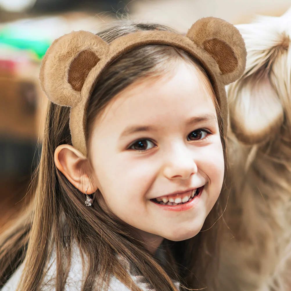 3 uds. Diadema con orejas de tres osos, bonitos accesorios para el cabello de felpa, 3 uds. (un estilo diadema marrón), tocado para niña de dibujos animados