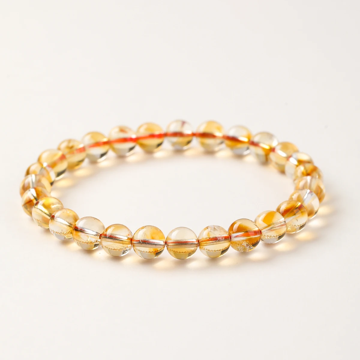 JD Natural Yellow Rutilated Quartz Beaded Elastic Healing Bracelet Ice Transparent Crystal Jewelry Women High Quality Gift