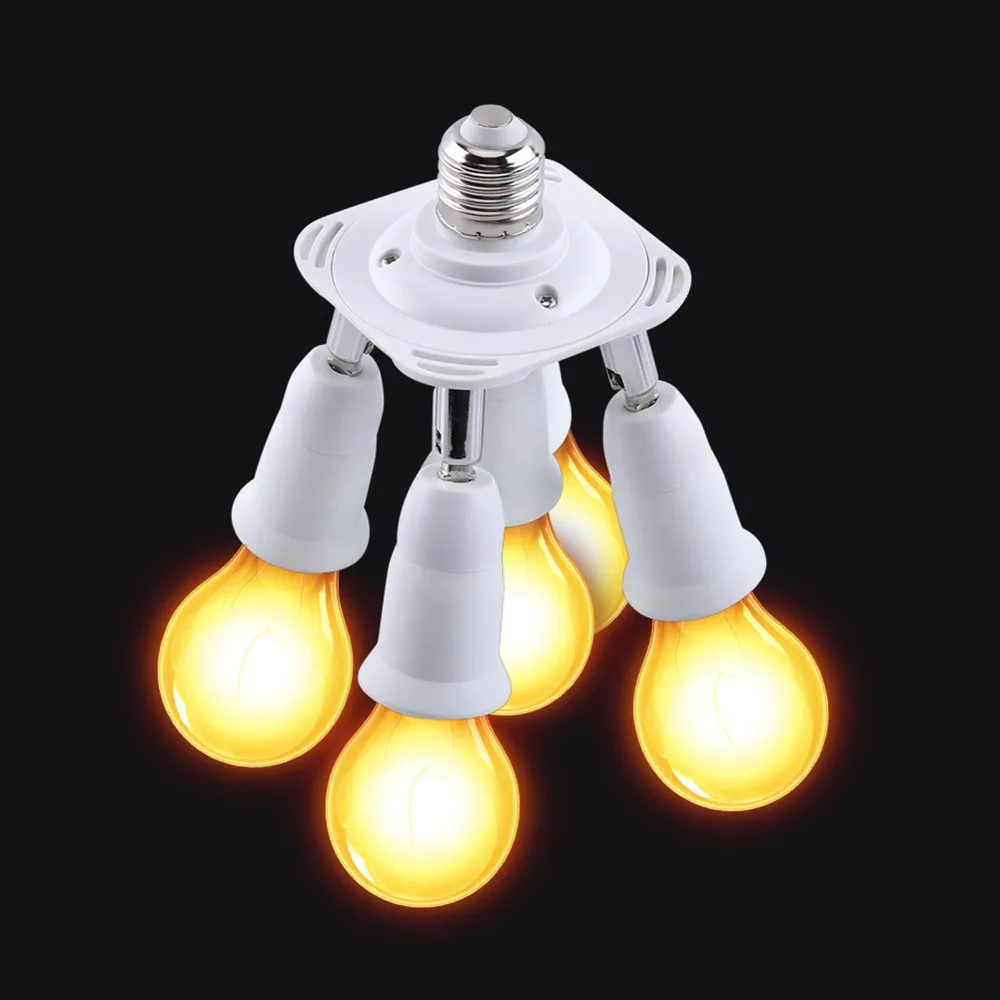 Sturdy E26 Light Socket Splitter PBT Adjustable Direction Lamp Holder Converter White Lamp Socket Adapter Photography