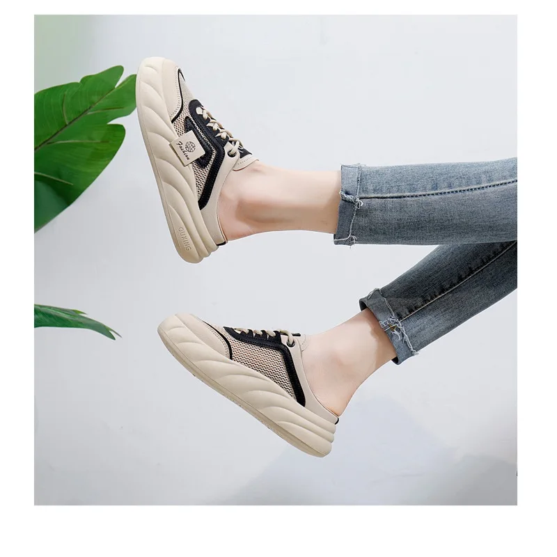 Summer Hollow Breathable Sandals for Women's Outwear Ins Trendy Casual Thick Sole Slippers Retro Leisure Beach Shoes KT2633