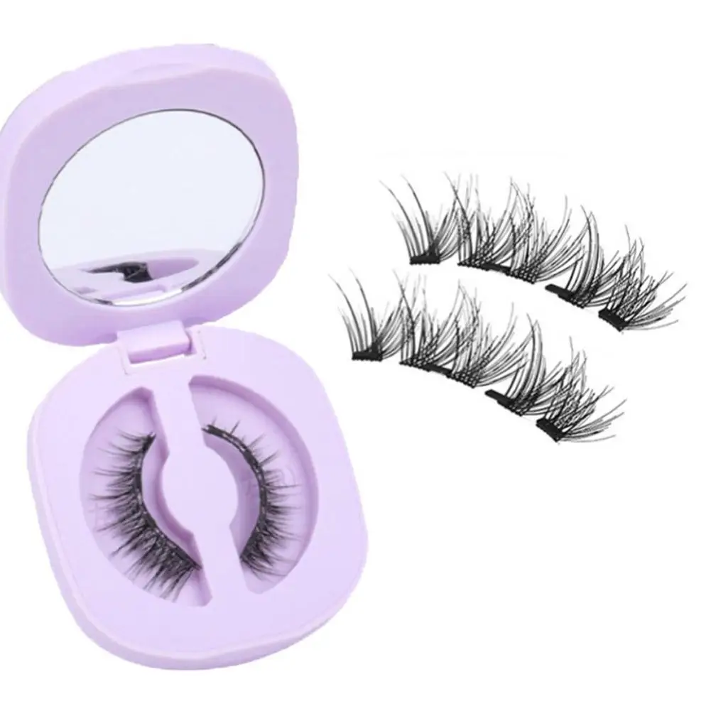 New Magnetic Eyelashes Reusable No Glue Needed False Eyelashes with Magnetic Tweezers Curly Faux Lashes Makeup
