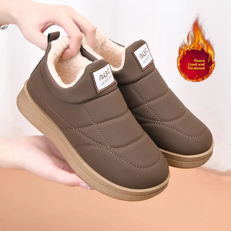 

Новые зимние ботинки Sle Thiened Fce на подкладке, женские мягкие ботинки без шнуровки Cotton oes, теплые, водонепроницаемые, морозостойкие