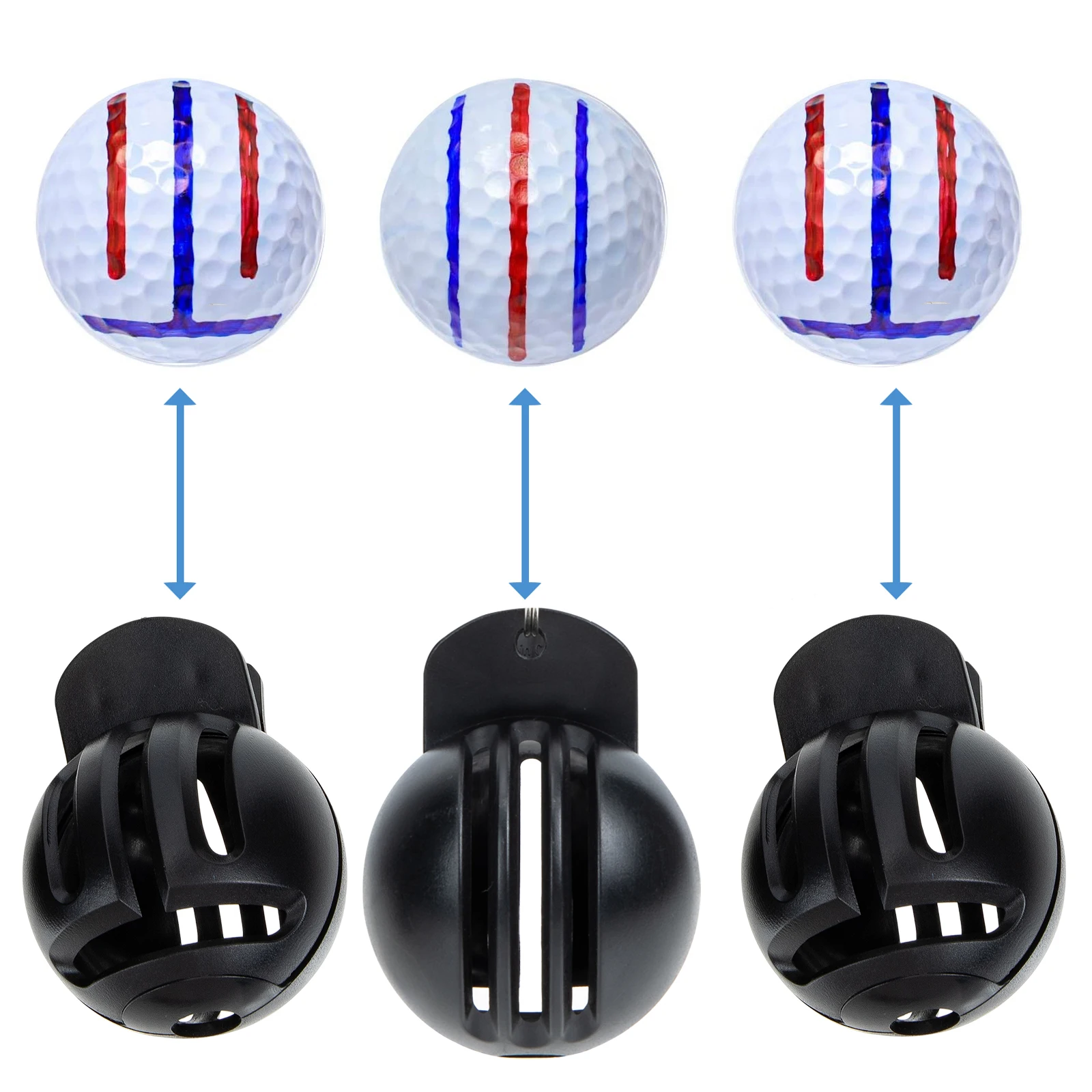 2 قطعة كرة جولف محمولة ماركر الاستنسل عالية الجودة كرة جولف بطانة أداة مع وظيفة الرسم نقطة تصميم توفير المساحة مثالي