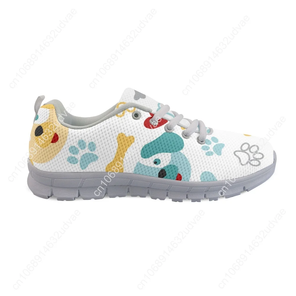 Cute Pets Dogs Footprints Paw Pattern Woman Shoes Heart Love Heartbeat Print Women's Low Top Casual Sneakers Ladies Big Footwear