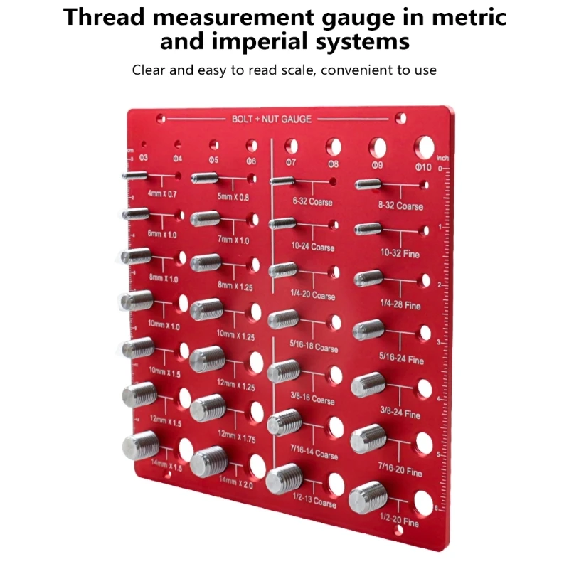 Thread Tester 28 Nut and Thread Size Checker Screw Gauge Nut Screw Checking Tool with 14 Standard & 14 Metric