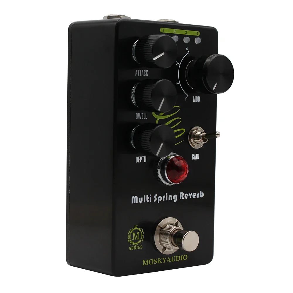 MOSKY Multi Spring Reverb Guitar Bass Effect Pedal Vintage Voiced Reverb Analog/Digital Spring Reverb with 4 Models True Bypass