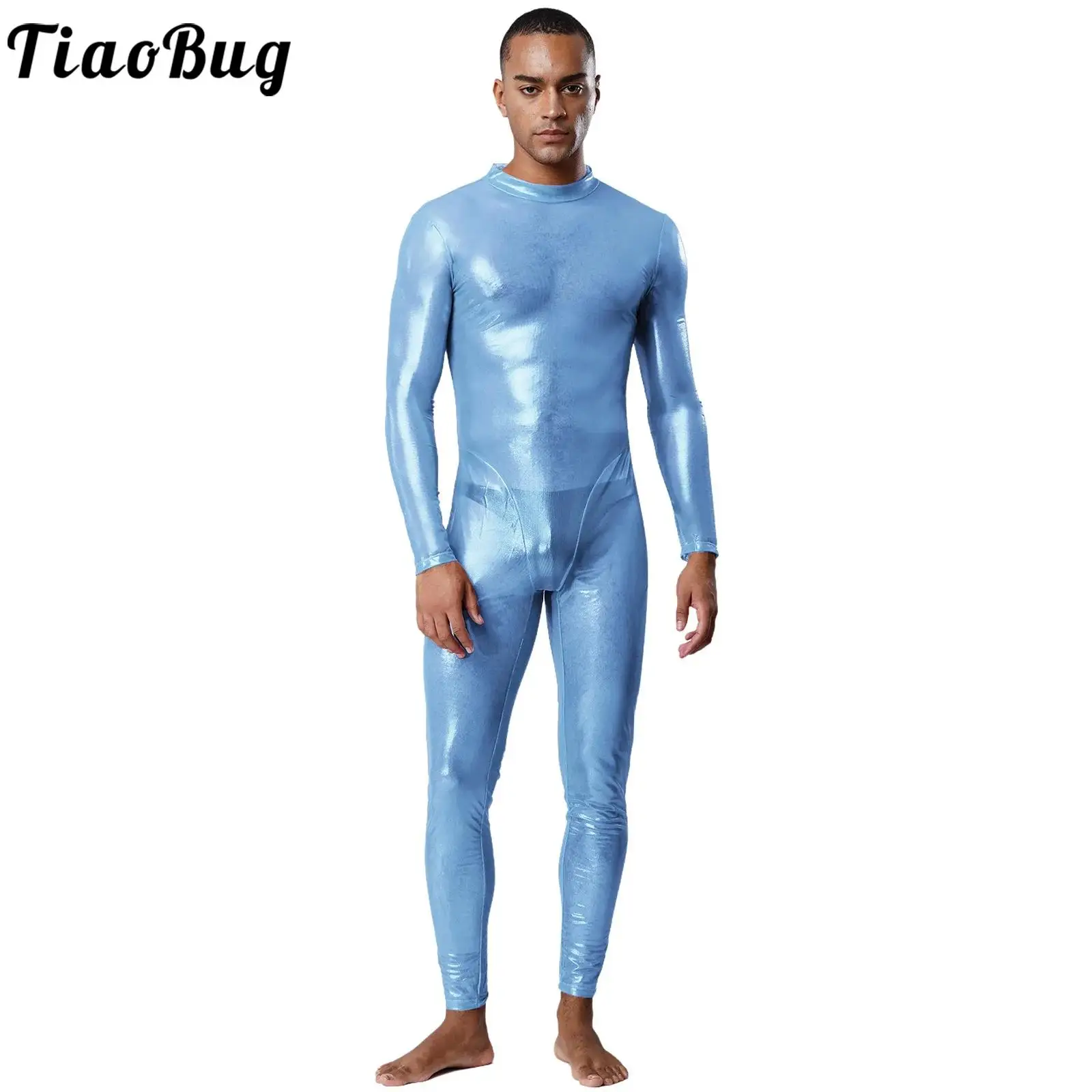 

Мужской блестящий комбинезон металлик для всего тела, прозрачный комбинезон Raves Party, длинные брюки с длинными рукавами, комбинезон, леггинсы, колготки, одежда для ночного клуба