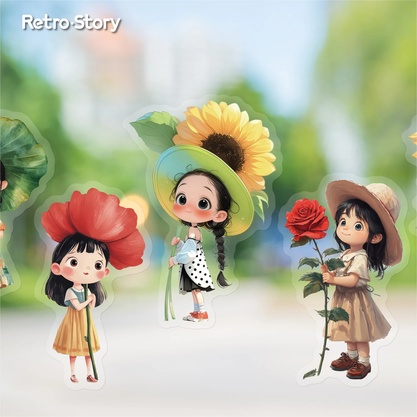 20pcs/pack Retro Countryside Theme Creative Cartoon Character PET Sticker DIY Junk Journal Collage Decoration Stationery Sticker