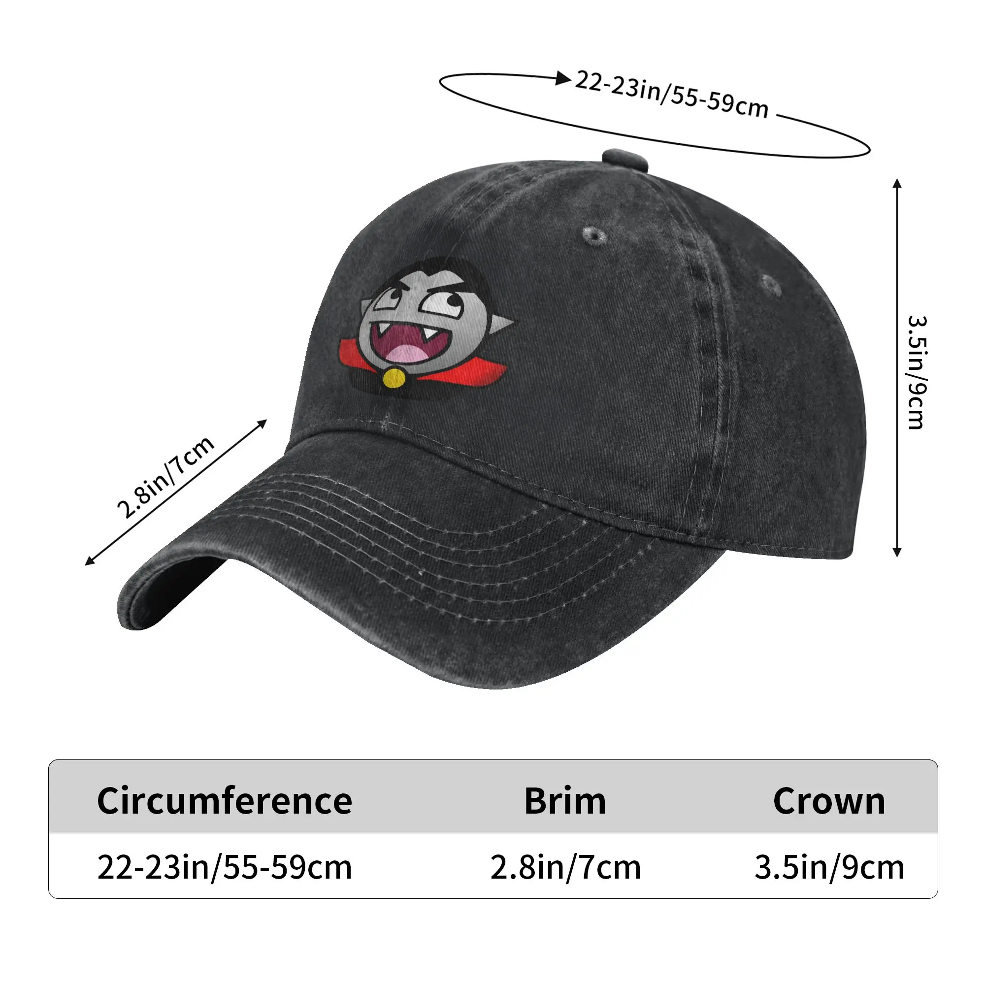 Unisex  Beach Epic Face Vampire Print Hats Vintage Distressed Denim  Baseball Cap Adjustable