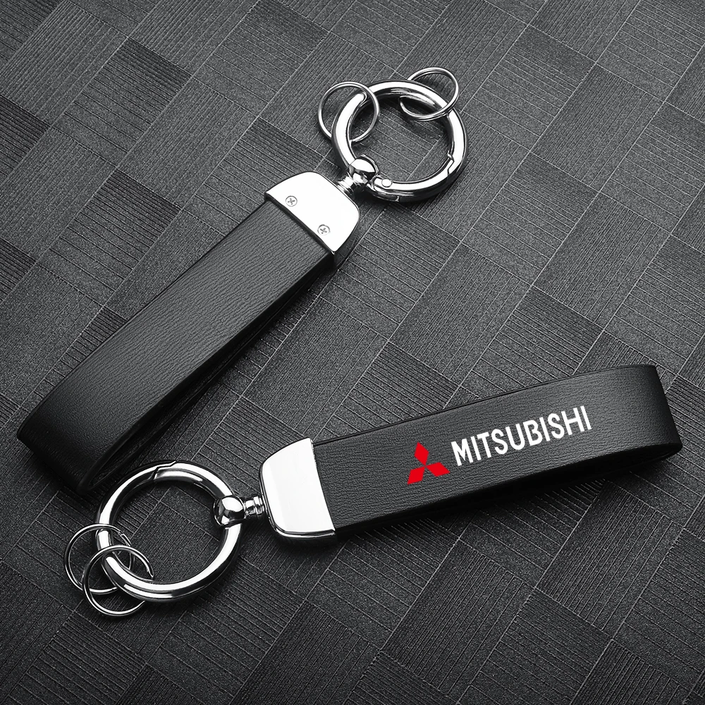 Fashionable PU leather high-end car keychain pendant Keyring For Mitsubishi Lancer 9 EX Outlander ASX L200 Eclipse Colt Styling