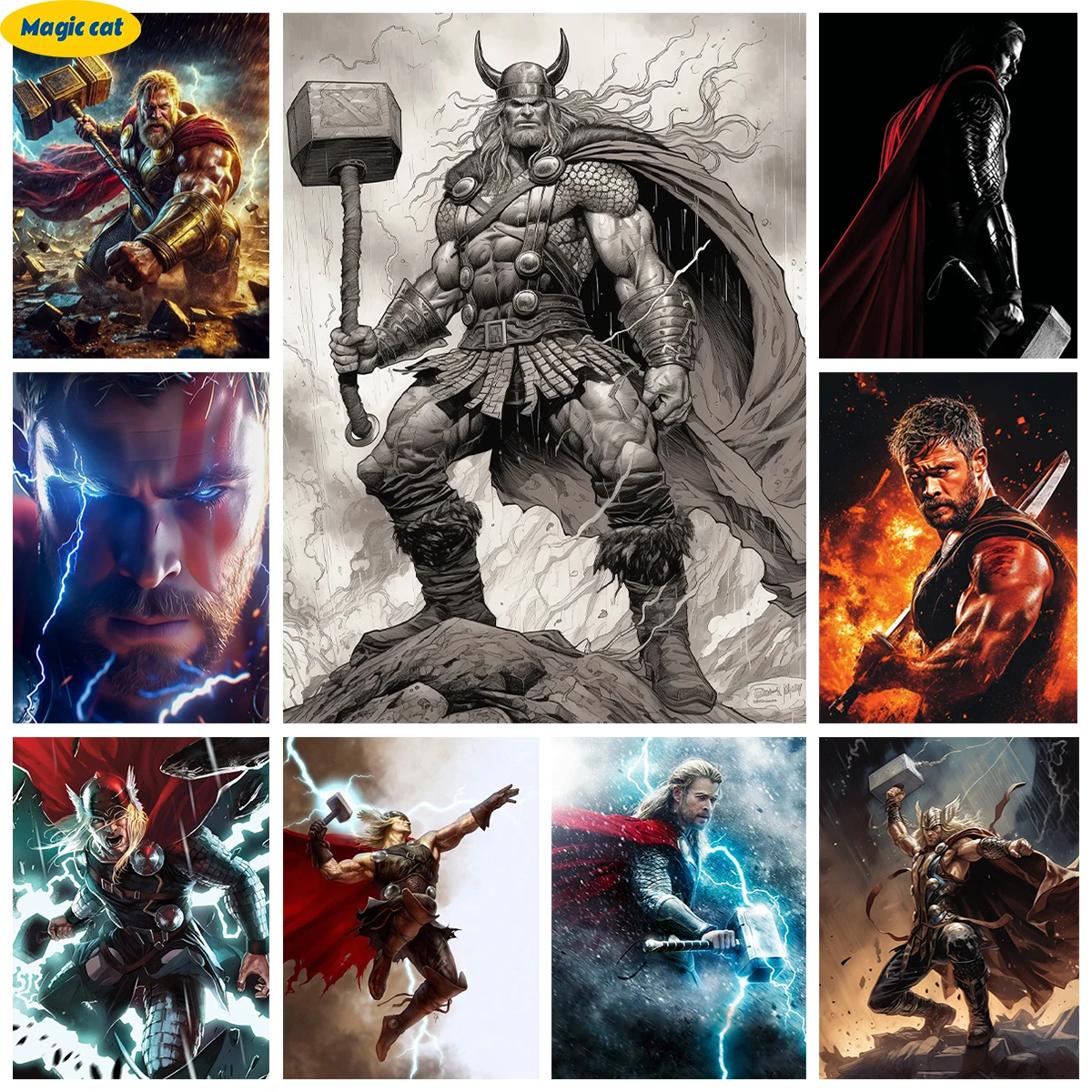 

Thor 5D Diamond Embroidery Superhero Pictures Diy Diamond Painting Mosaic Wall Sticker Home Decor Kid Gift