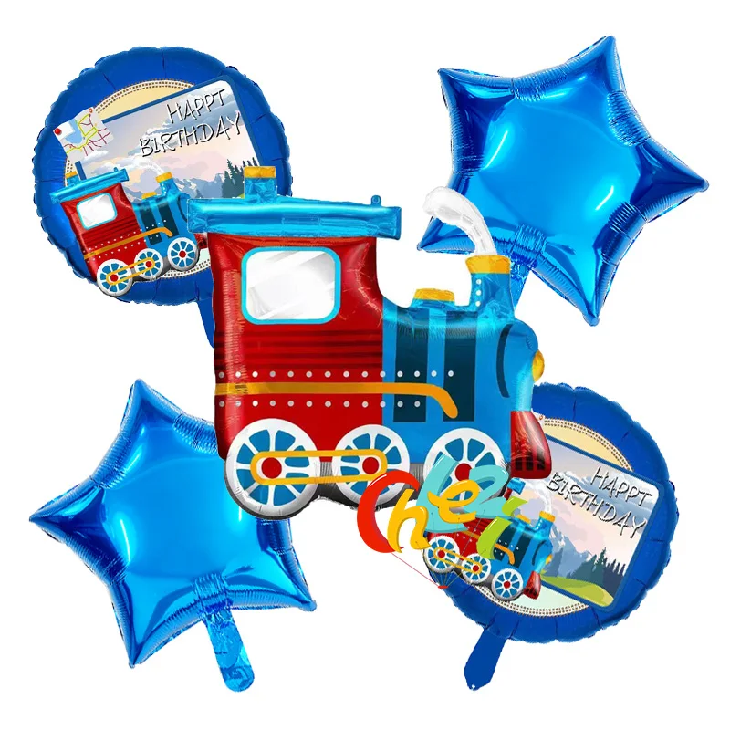 5pcs Steam Train Balloons 18 Inch Locomotive Foil Helium Ballon Boy Baby Shower Globo Happy Birthday Party Decoration Kids Toys