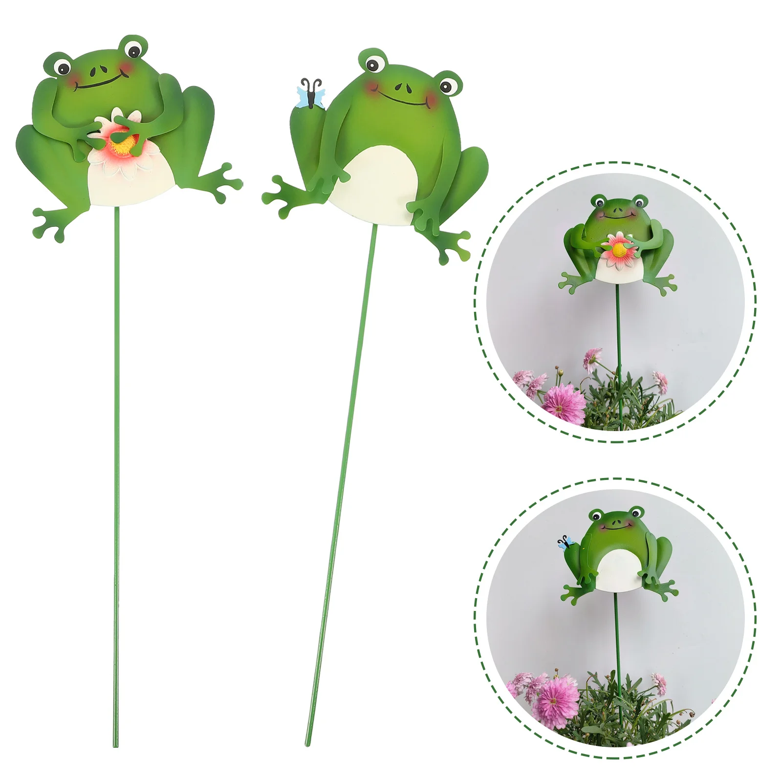 

2Pcs Garden Frogs Stake Iron Material Lawn Outdoor Yard Patio Decoration Decorative Garden Stakes Yard Frogs Patio Stake Decor