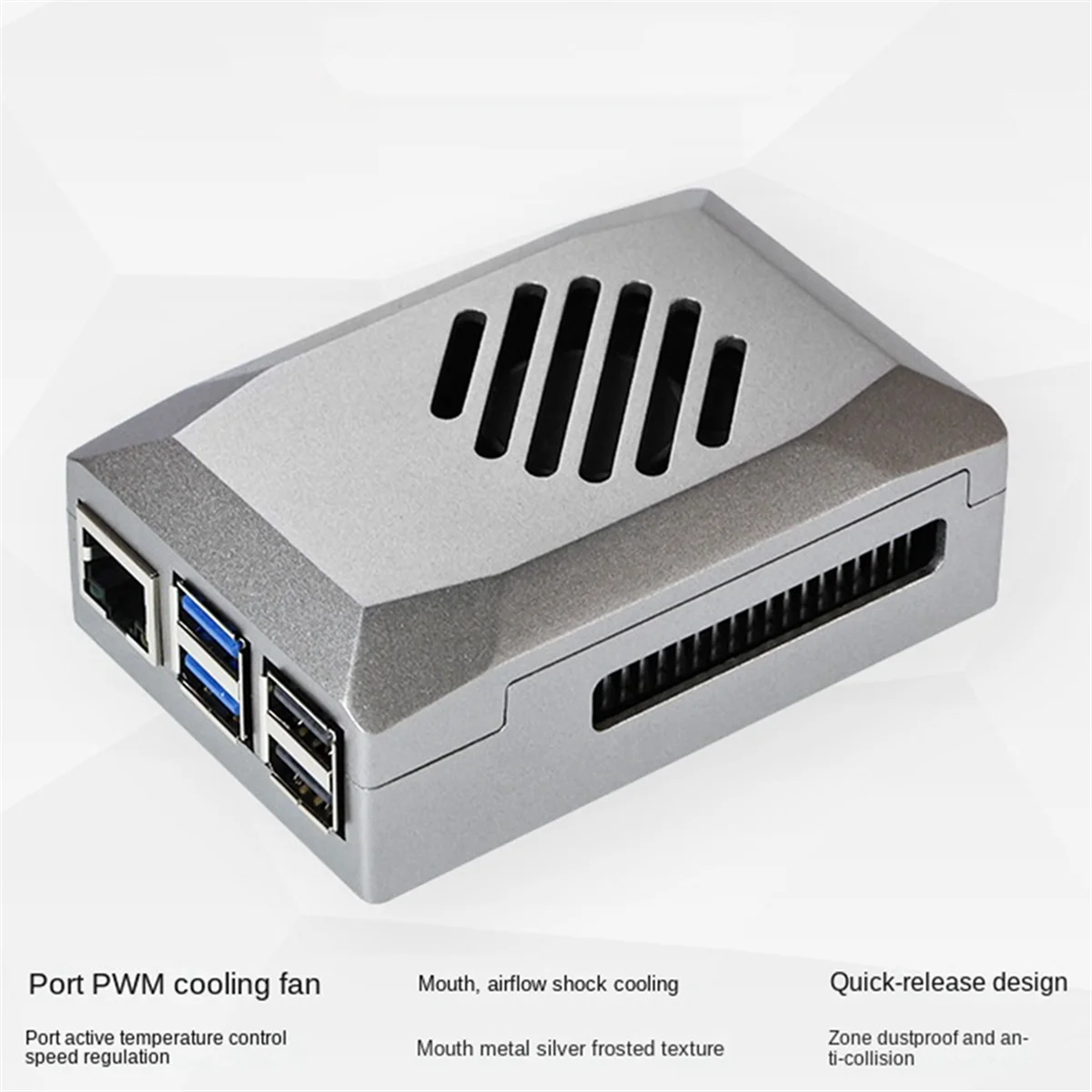 For Raspberry Pi 5Th Generation ABS Shell, Cooling Protective Shell with PWM Speed-Adjustable Fan for Cooling