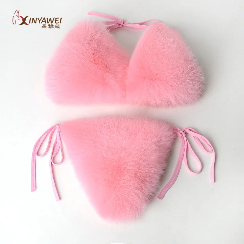 Women's Swimsuit 2024 New , Fox Fur Women's Swimsuit ,Two Piece Set Bikini Thong Brazilian Bottom Beach Wear